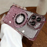 Glitter Plating Lens Protection Magnetic Holder Case for iPhone