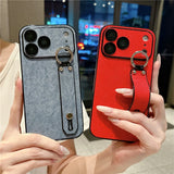 Wrinkle Leather Strap Shockproof Case For iPhone