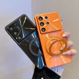 CD-Pattern MagSafe Magnetic Stand Hard Case For Samsung