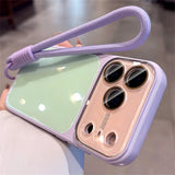 Luxury Lanyard Hit Contrast Color Glossy Case for iPhone