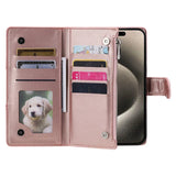 Long Lanyard Zipper Flip Leather Wallet Case for iPhone