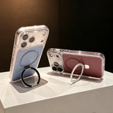 Magnetic 360° Holder Frosted Shockproof Case For iPhone