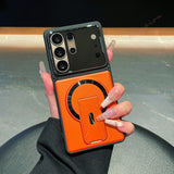 Matte Protector Stand Magnetic Case for Samsung