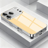 Silver Metallic Paint Electroplated Glass Case for iPhone