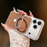 Magnetic 360° Holder Frosted Shockproof Case For iPhone