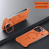 Solid Metal Lens Holder Frameless Magnetic Case For iPhone