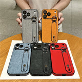 Wrinkle Leather Strap Shockproof Case For iPhone