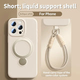 lanyard Liquid Silicone Bracket Magnetic Case For iPhone