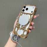 Magnetic Solid Color Plating Hollow Case For iPhone
