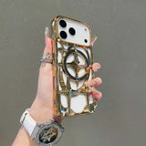 Magnetic Solid Color Plating Hollow Case For iPhone