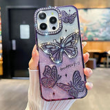 Rhinestone Butterfly Glitter Case For iPhone
