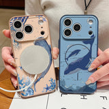 Whale Patterned Magnetic Shockproof Lens Case For iPhone