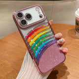 Plating Glitter Diamond Rainbow Quicksand Case For iPhone