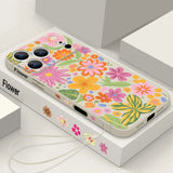 Cute Cartoon Flower Pattern Lanyard Case For iPhone