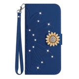 3D Glitter  Sunflower Leather Wallet Flip Case for iPhone