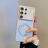 CD-Pattern MagSafe Magnetic Stand Hard Case For Samsung