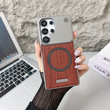 Wood Grain Frameless Leather Case For Samsung