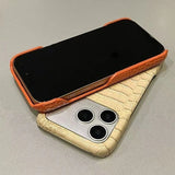 Luxury Glossy Crocodile Leather Texture Frameless Case For iPhone