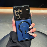 Matte Protector Stand Magnetic Case for Samsung