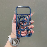 Magnetic Solid Color Plating Hollow Case For iPhone