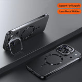 Solid Metal Lens Holder Frameless Magnetic Case For iPhone