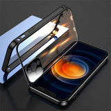 360° Metal Magnetic Double Sided Glass Case For iPhone