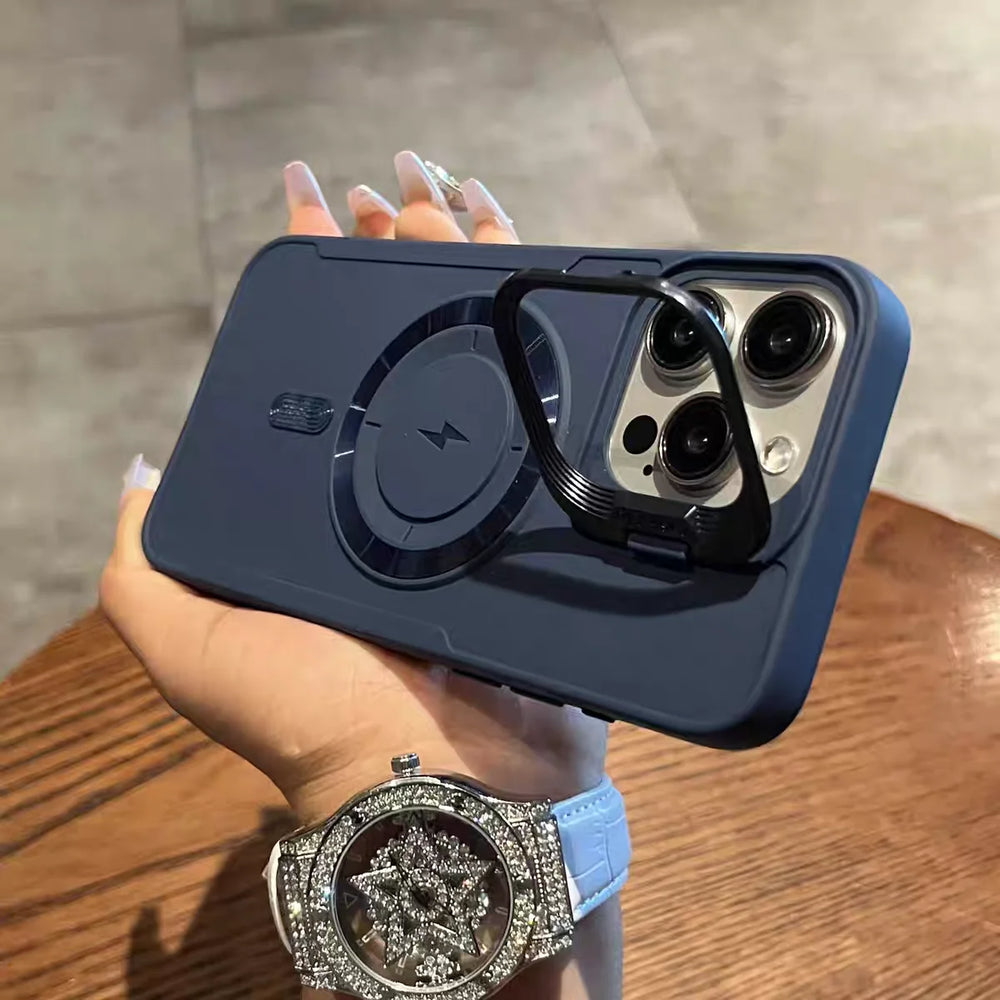 Magnetic lens ring holder,frosted shockproof case for iPhone
