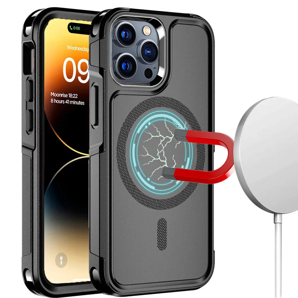 MagSafe Magnetic Shockproof Heavy Matte Case For iPhone