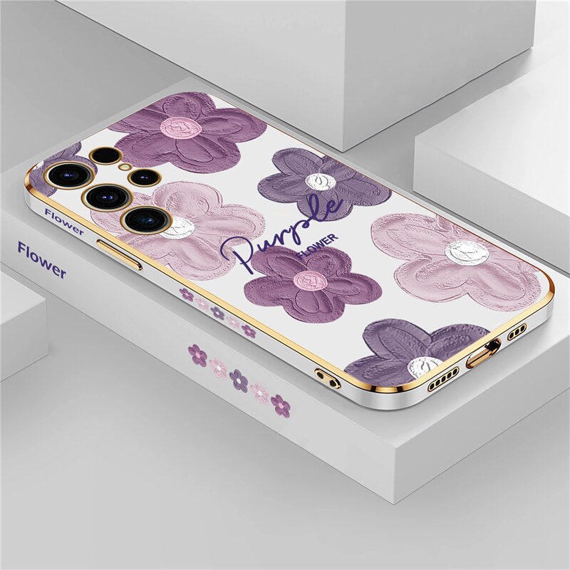 Soft Silicone Painting Flowers Case For Samsung
