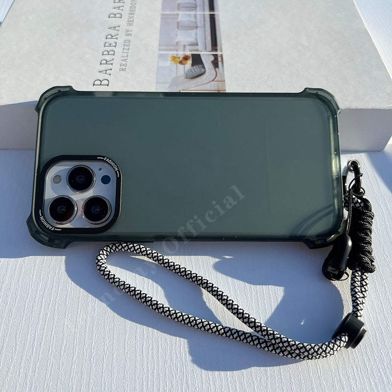 TPU Bumper Hard Case With Lanyard For iPhone