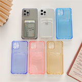 Simple Colored Transparent Card Bag Case For iPhone