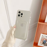 Simple Colored Transparent Card Bag Case For iPhone