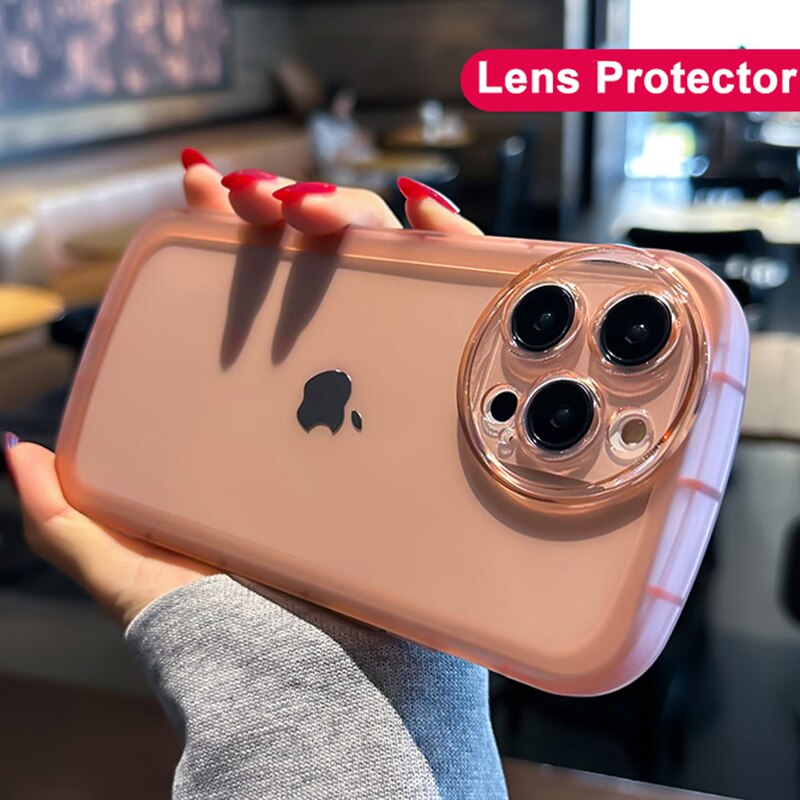 Lens Protector Silicone Transparent Case For iPhone