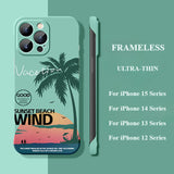 Ultra-thin Coconut Tree Drop-proof Frameless Case For iPhone