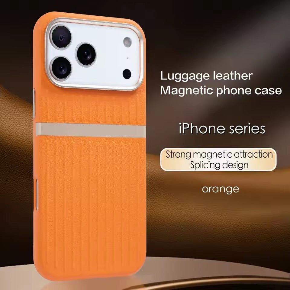 Strong Magnet Embossed Textured Leather Case For iPhone