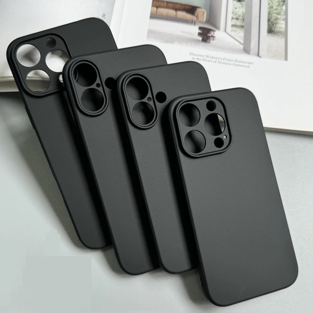 Luxury Full Black Silicone Matte Case For iPhone