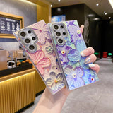 Ins Hot Oil Painting Flower Samsung Case withLens Protector Film