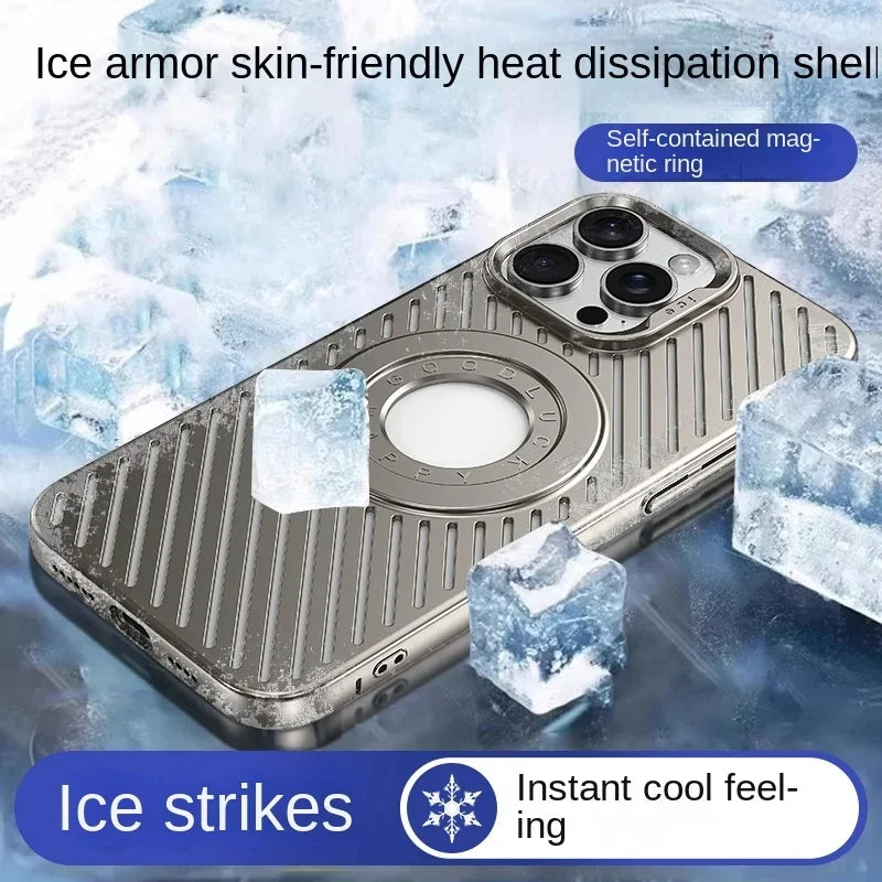 Magnetic Hollow Heat Dissipation Ice Armor Matte Case for iPhone