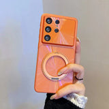 CD-Pattern MagSafe Magnetic Stand Hard Case For Samsung