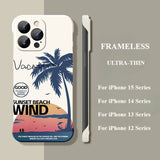 Ultra-thin Coconut Tree Drop-proof Frameless Case For iPhone