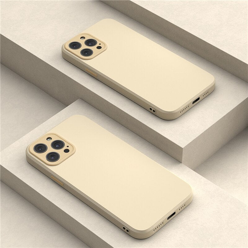 Camera Protection Liquid Silicone Case For iPhone