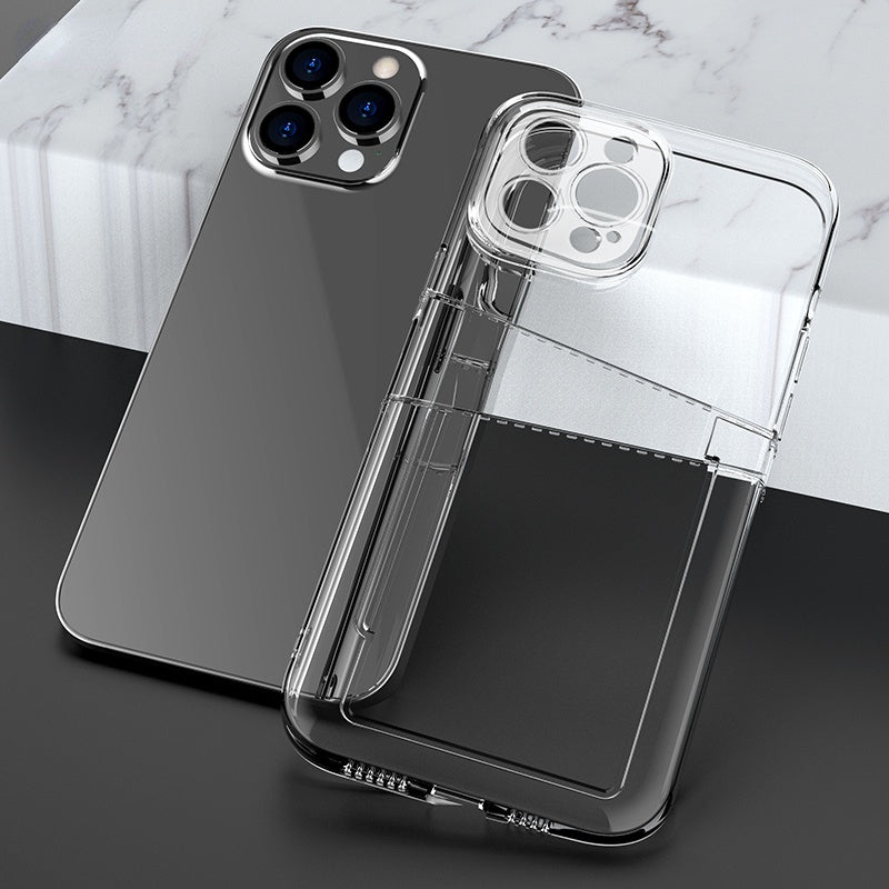 Transparent Dual Card Slot Holder Wallet Case For iPhone