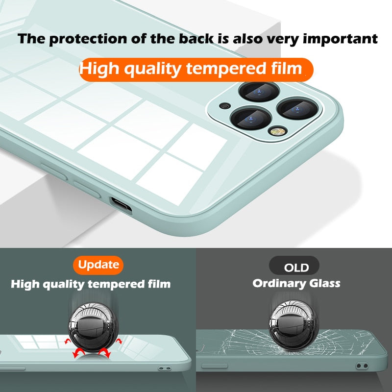 Square Tempered Glass Case For iPhone