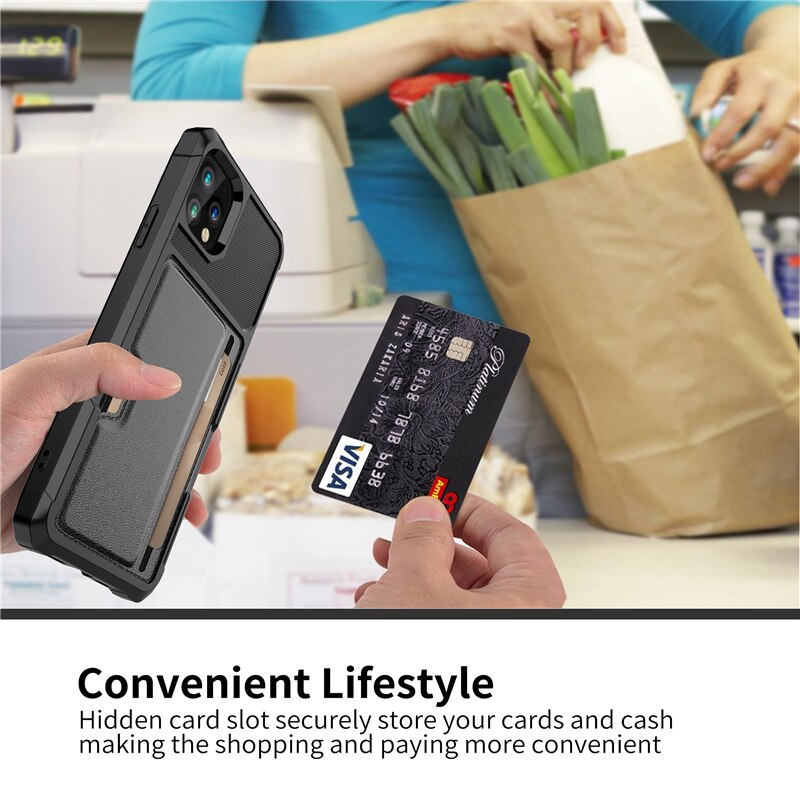 Card Pocket Anti-knock Magnetic Case for iPhone