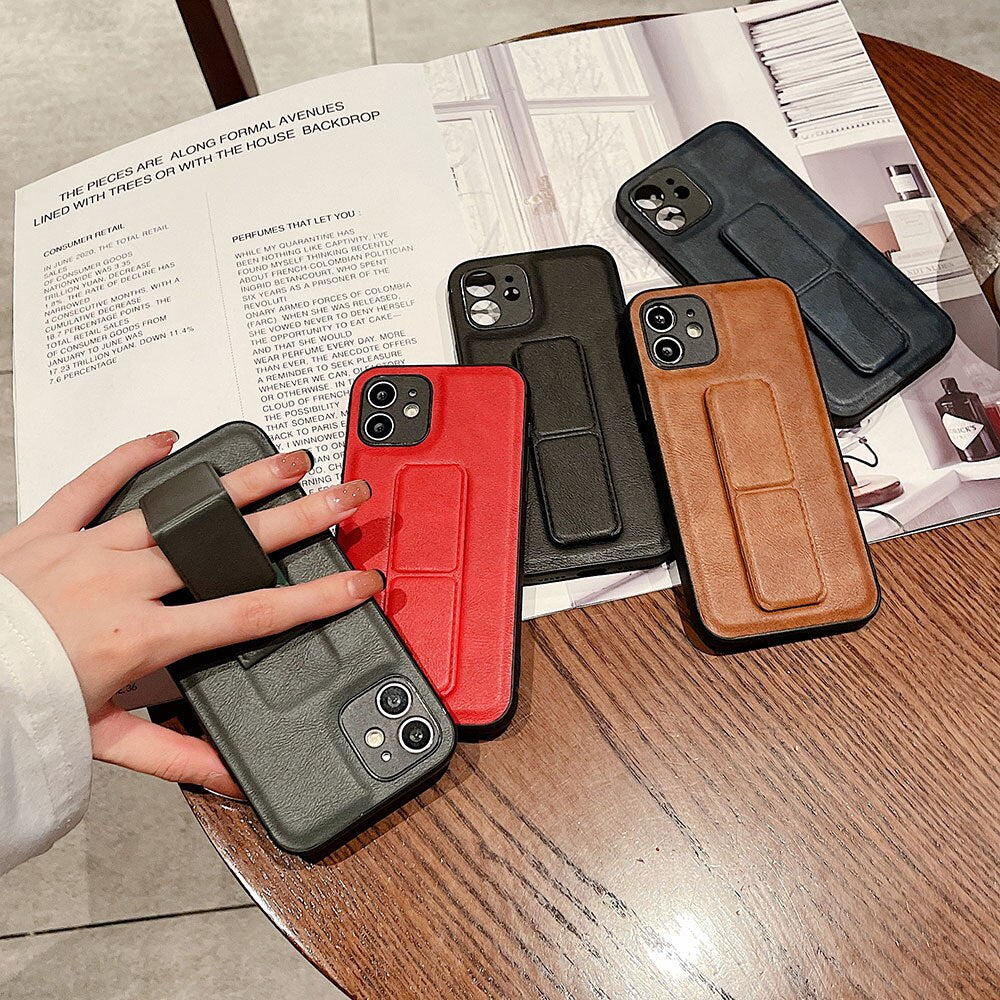 PU Leather Magnetic Wrist Strap Case For iphone