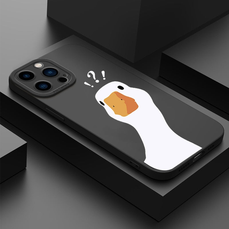 Cartoon Doubt Duck Silicone Case For iPhone