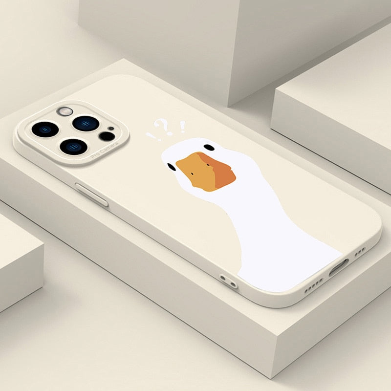 Cartoon Doubt Duck Silicone Case For iPhone
