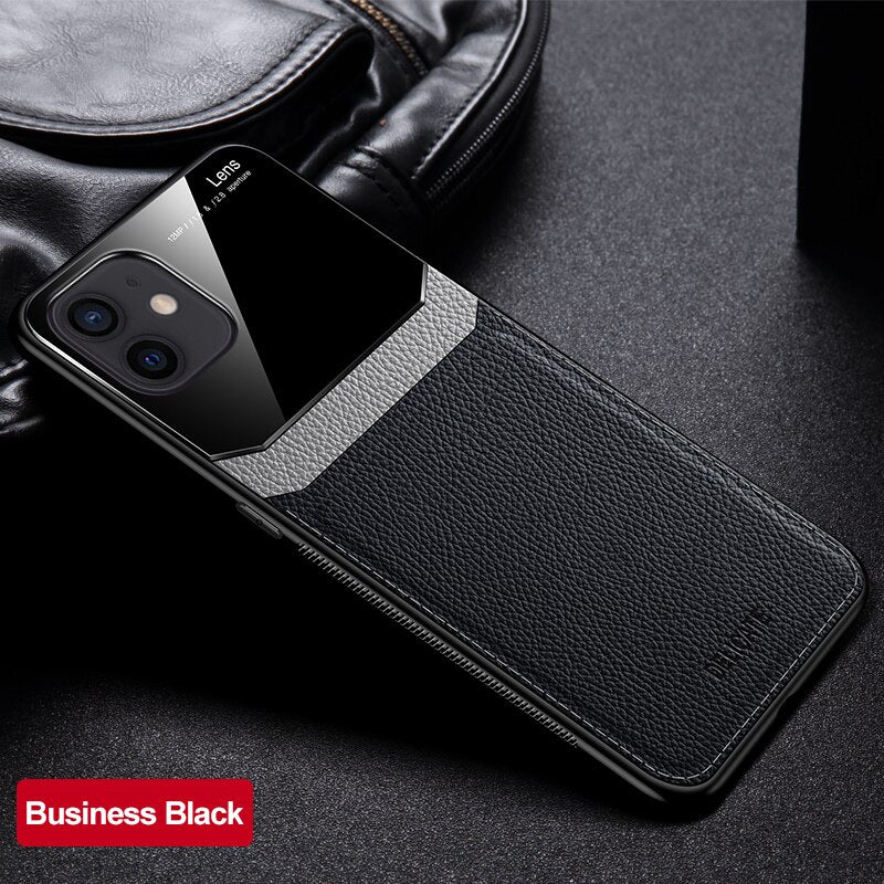 Silicone Shockproof Bumper PU Leather Back Case IPhone.