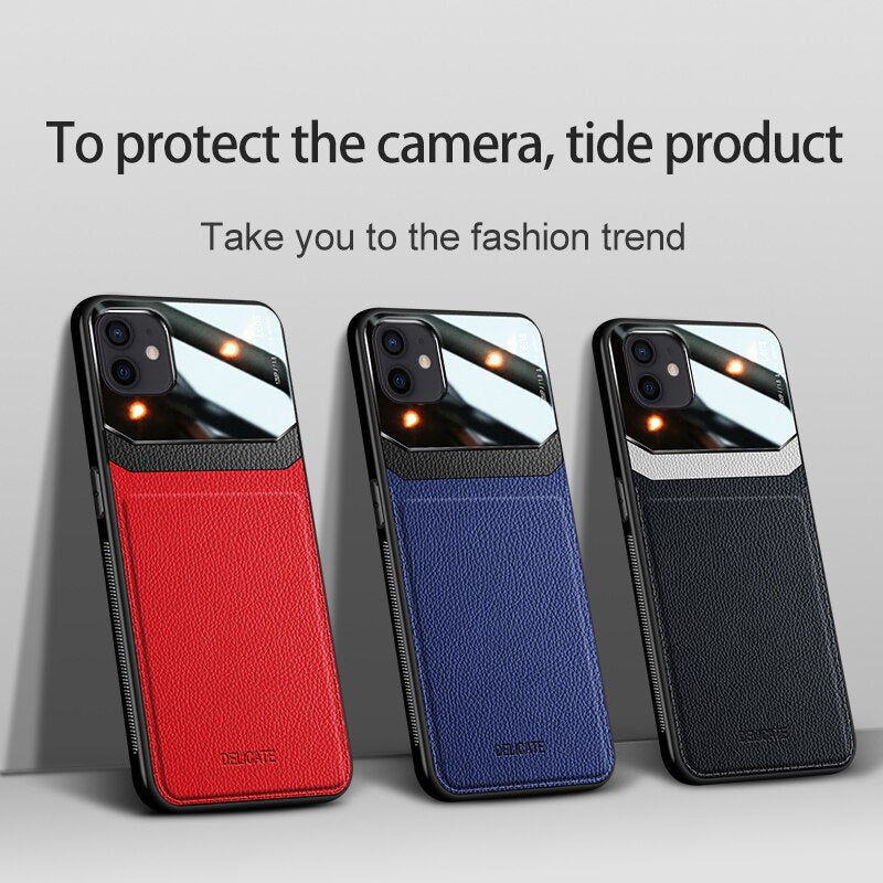 Silicone Shockproof Bumper PU Leather Back Case IPhone.