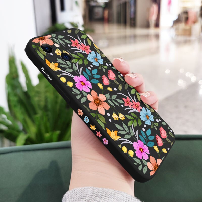 Color Flowers Silicone Case For iPhone
